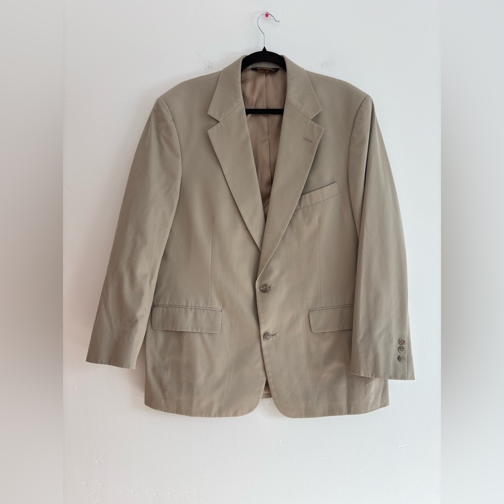 Brooks Brother Cotton Tan Blazer Jacket Minimalist Office Workwear Spring 44R